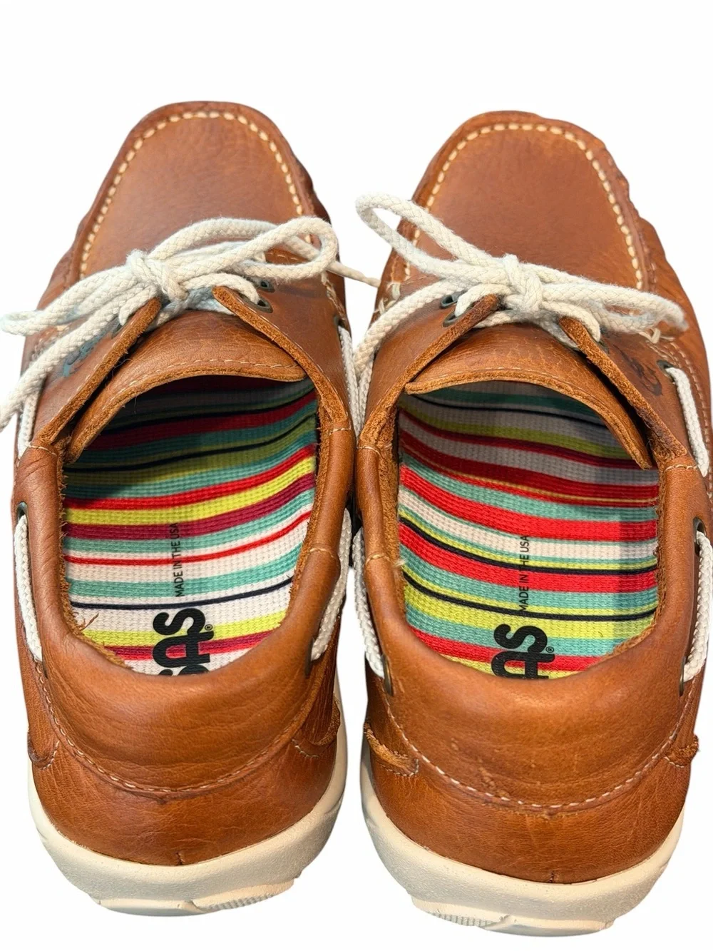 SAS Tripad Comfort Brown Leather Boat Shoes Lace Up Moc Toe Size 8M